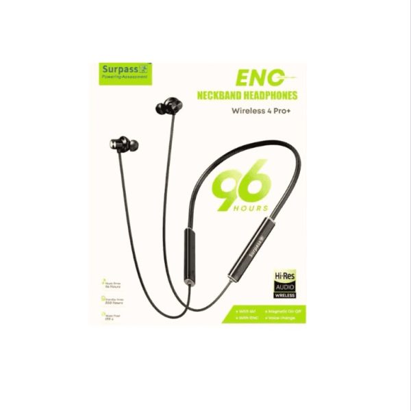 Surpass Wireless 4 Pro+ Neckband – Long Battery, ENC Calls & Voice Change