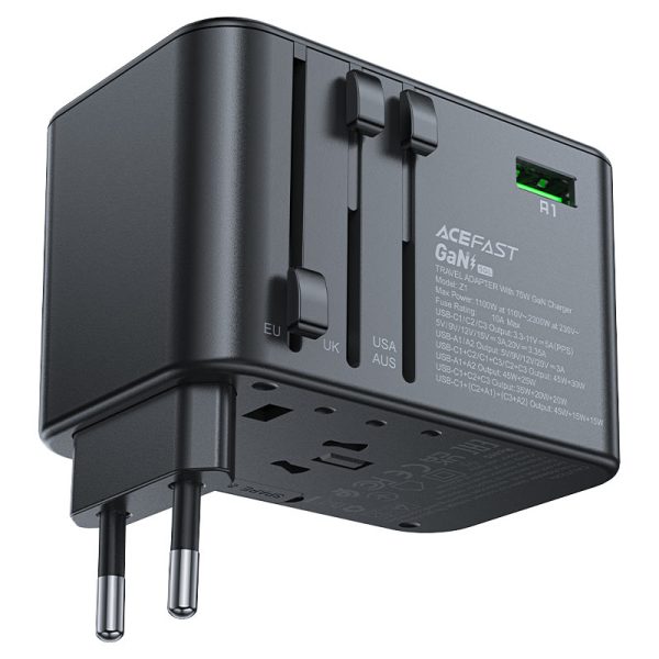 Acefast Z1 PD75W GaN (3*USB-C+2 USB-A) multifunctional charging adapter