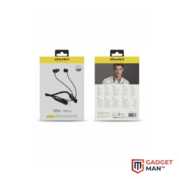 Awei G75BL 200Hour With Display Neckband Sports Earphones