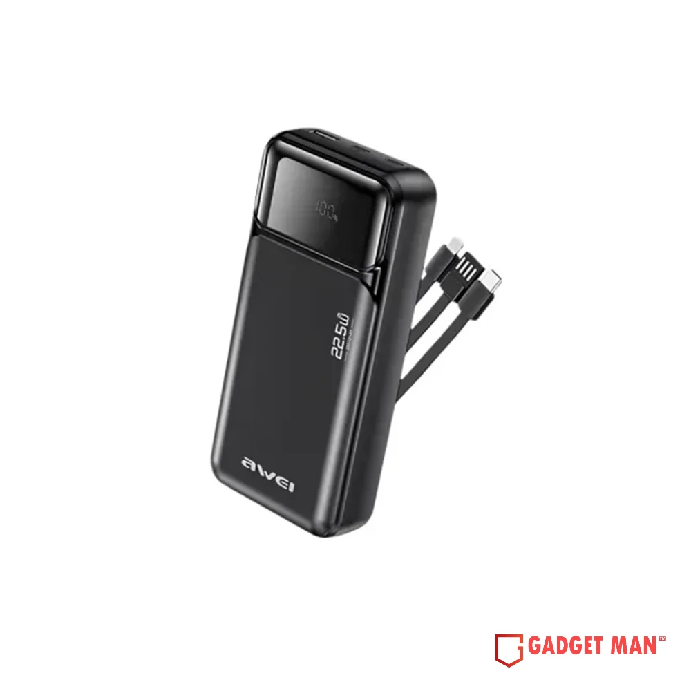 Awei PA-93 22.5W Fast Charging Powerbank with Build-in Three Cables - 20000mAH