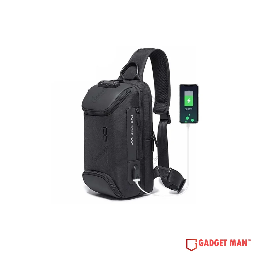 BANGE BG-7082 Anti-Theft TSA Lock Crossbody Bag with External USB Port
