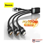 Baseus Two-for-three Fast Charging Cable (U+C to M+L+C) 100w-Black