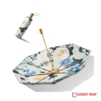 Double-Layer Floral Print 23-inch 8-Rib Tri-Fold Umbrella