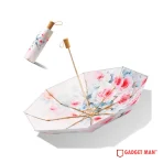 Double-Layer Floral Print 23-inch 8-Rib Tri-Fold Umbrella