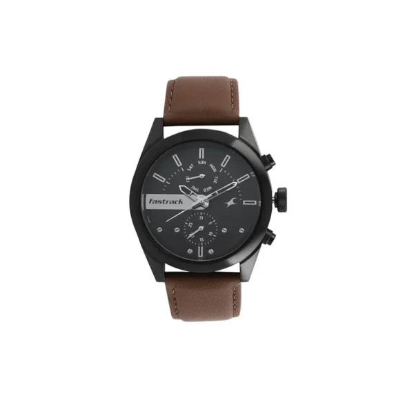 Fastrack All Nighters 3165NL01 Quartz Analog Multifunction Leather Strap Men's Watch