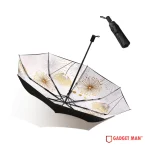 Floral Printed Dual-Layer 21-inch 8-Rib Tri-Fold Umbrella