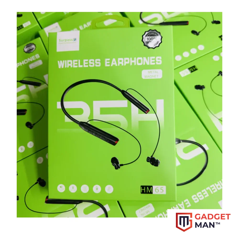 HM 65 Wireless Earphones Surpass Nick Bend35 Hours Back Up.Metal Magnet
