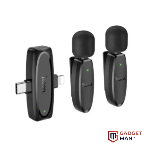 Hoco L15 Type C & Lightning Dual Mic Lavalier Wireless Microphone Black