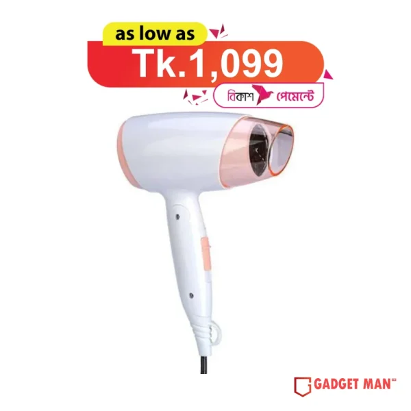 Kemei KM-3365 Silky Shine 1800 W Hot And Normal Air Foldable Hair Dryer