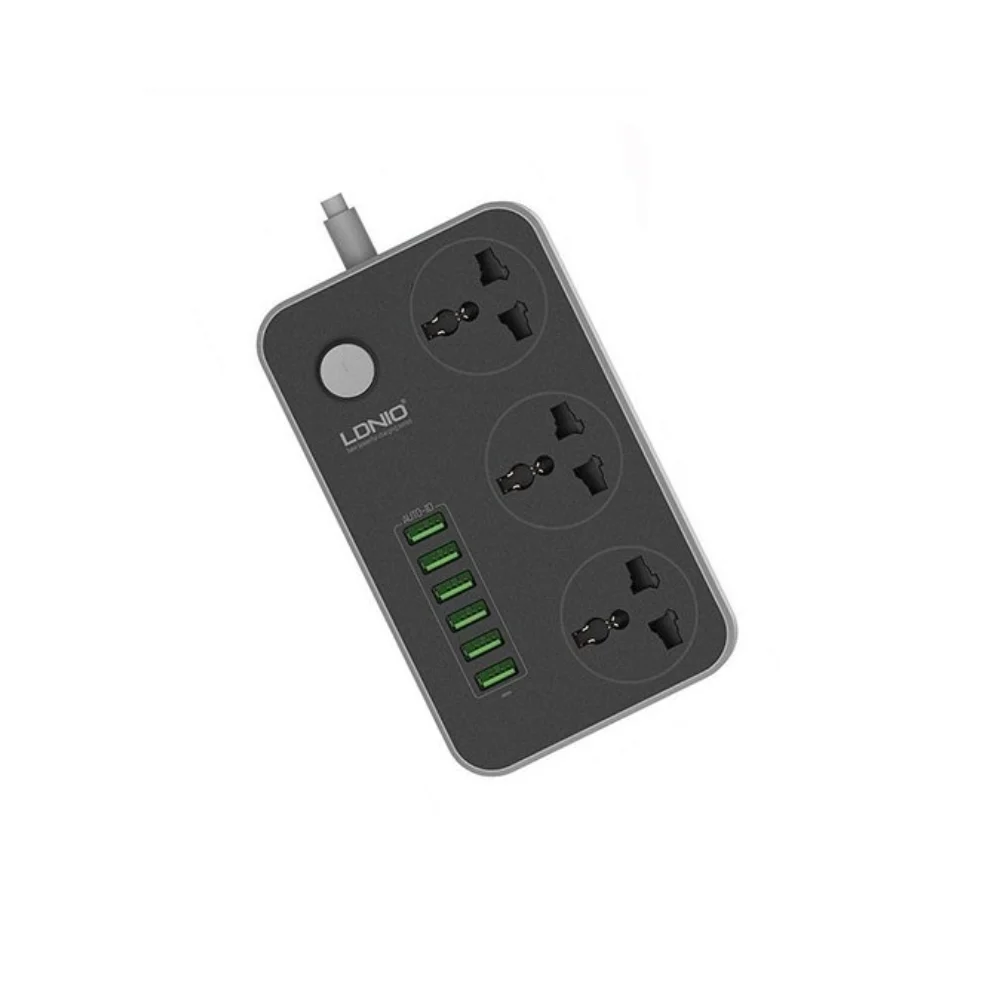 LDNIO 6 USB Ports with 3 Anti Static Power Socket