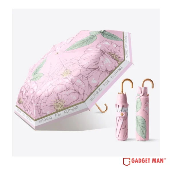 Lumina Royal Curved-Handle Anti-UV Floral Umbrella