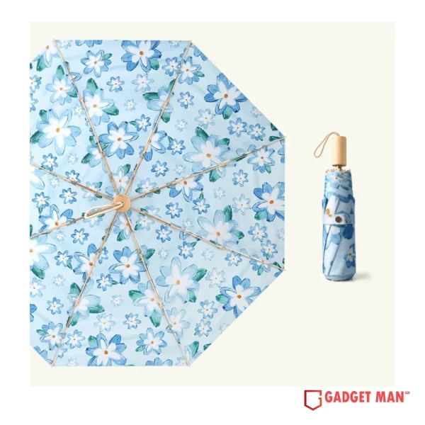Lumina Timber Wood Handle Tri-Fold Anti-UV Umbrella
