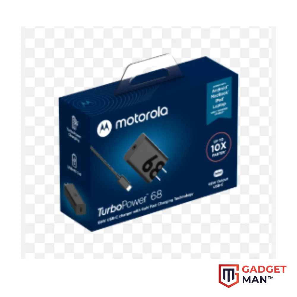 Motorola TurboPower 68W USB-C GaN Wall Charger with 6.5A Cable – Fast Power Delivery , Laptops, Tablets