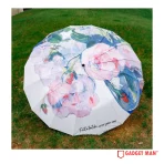 Peony Bloom 16-Rib Black Vinyl Umbrella