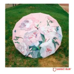 Peony Bloom 16-Rib Black Vinyl Umbrella