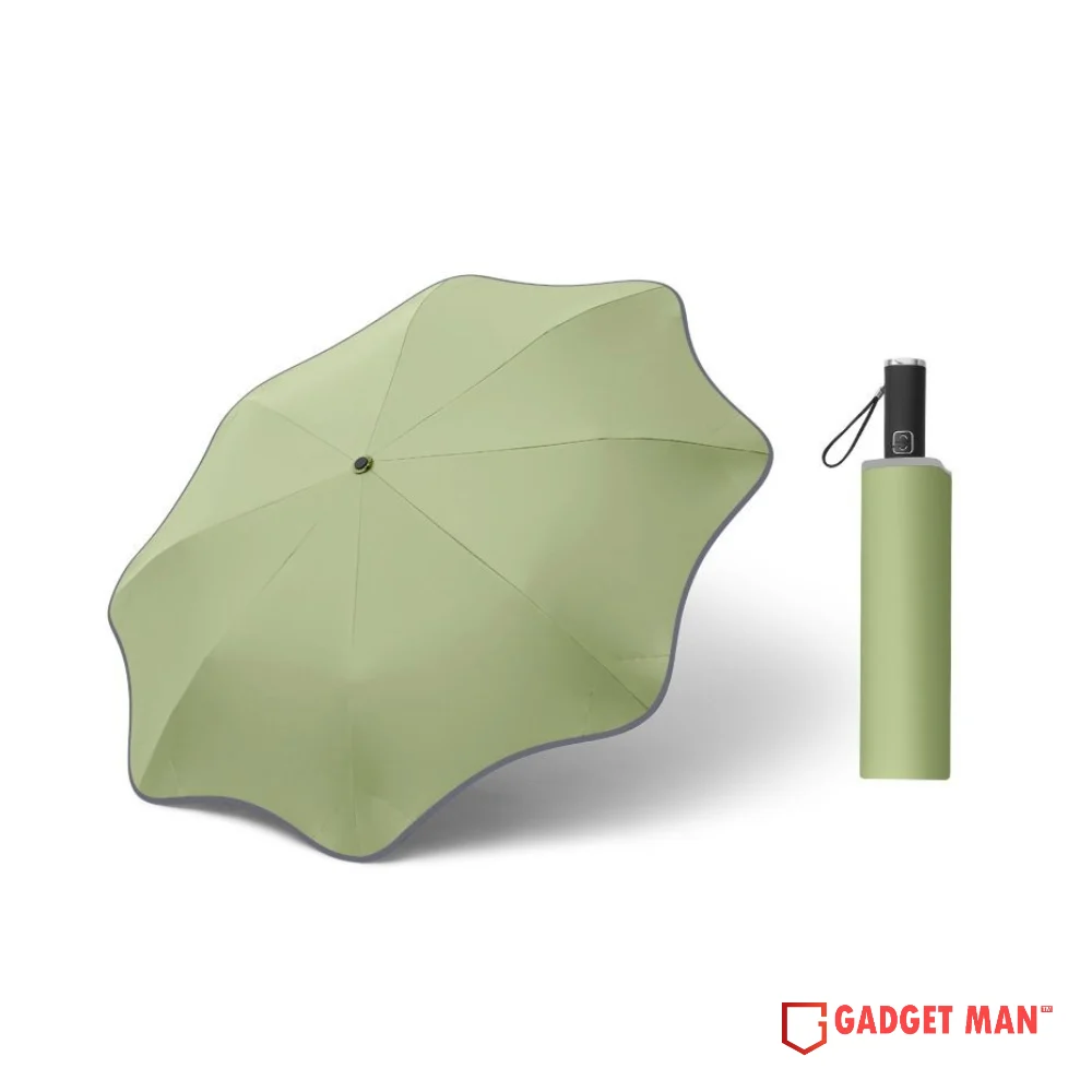 Rounded Tips 21-inch 8-Rib Automatic Tri-Fold Umbrella