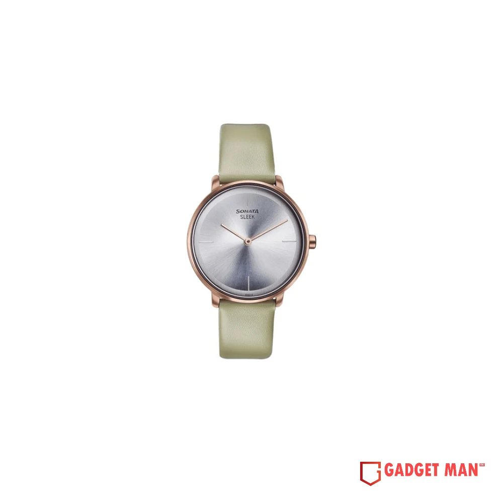 Sonata 8191QL01 Quartz Analog Leather Strap Women's Watch