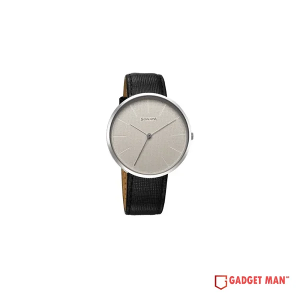 Sonata Ascent 77152SL01 Quartz Analog Leather Strap Men's Watch