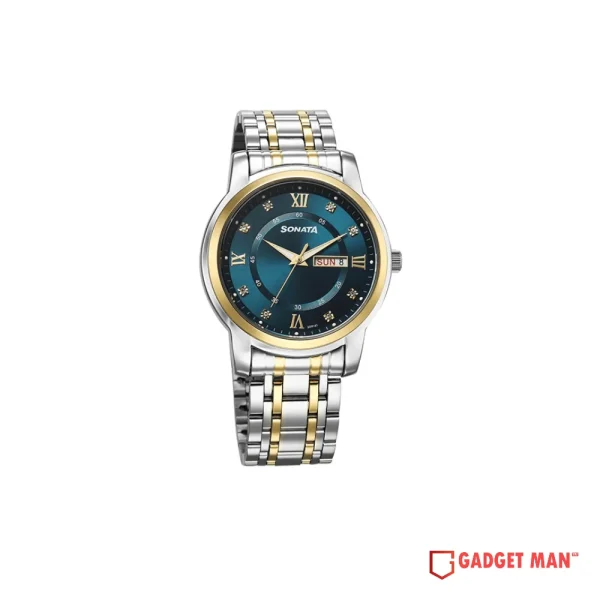 Sonata Festive GIWW 77157BM01 Quartz Analog Day Date Stainless Steel Strap Men's Watch