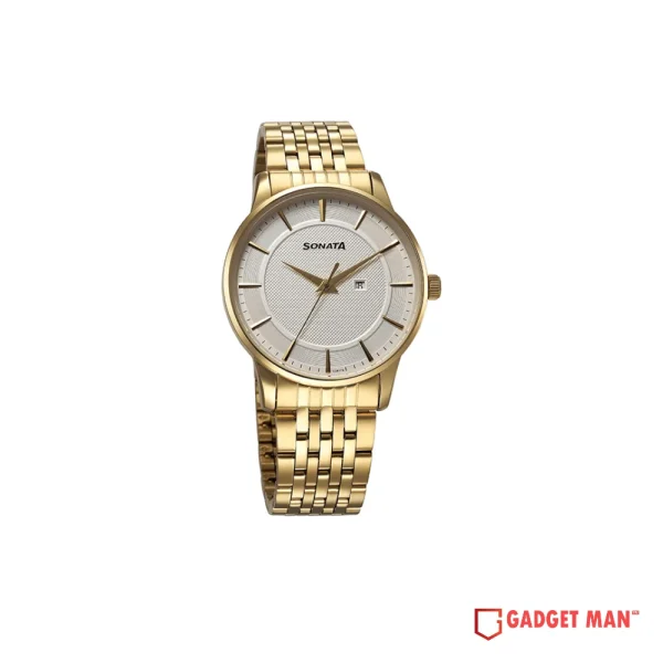 Sonata Festive Quartz 77153YM01 Analog Stainless Steel Strap Men’s Watch