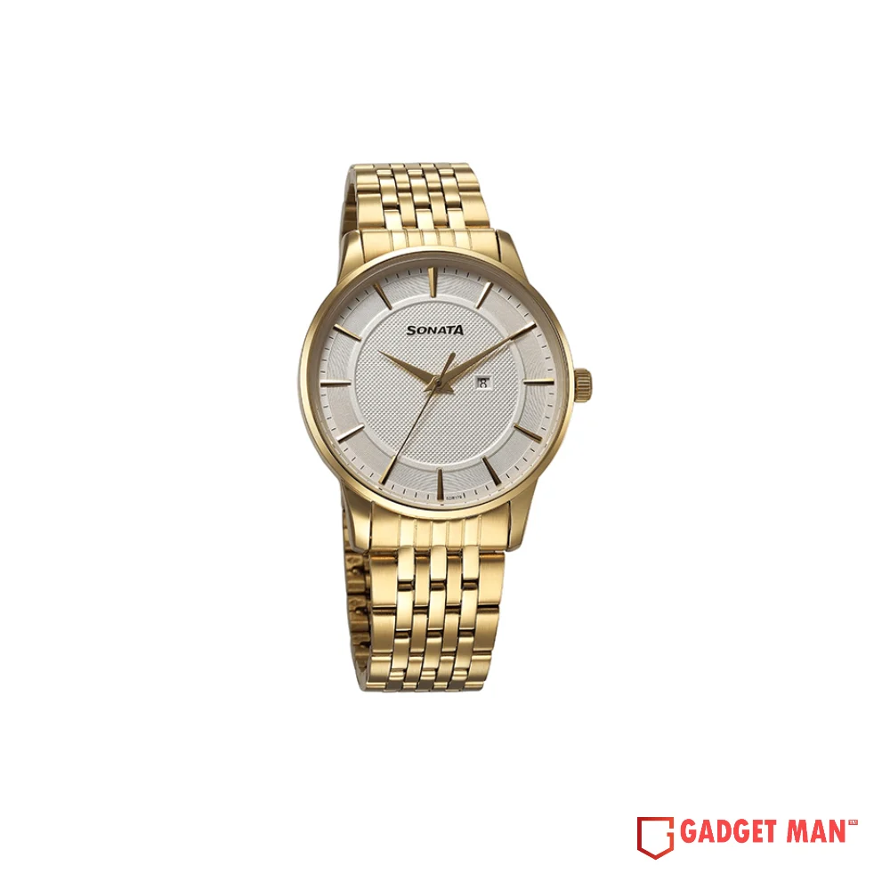 Sonata Festive Quartz 77153YM01 Analog Stainless Steel Strap Men’s Watch