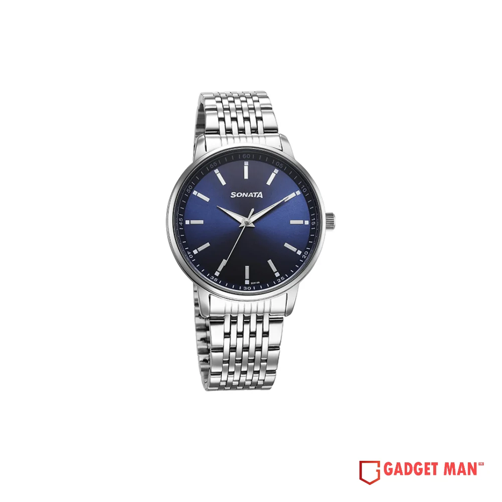 sonata-festive-quartz-77156sm01-analog-stainless-steel-strap-men-s-watch-gadgetman Sonata Festive Quartz 77156SM01 Analog Stainless Steel Strap Men's Watch