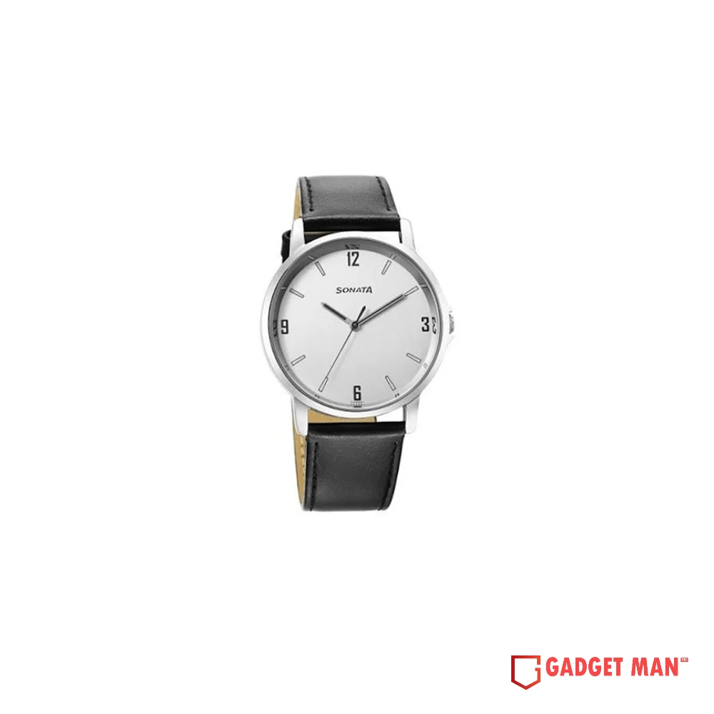 Sonata Quartz 77083SL08 Analog Leather Strap Men’s Watch