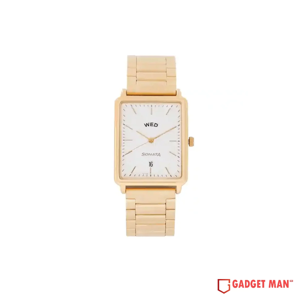 Sonata Quartz 77084YM04 Analog Day And Date Stainless steel Strap Men’s Watch