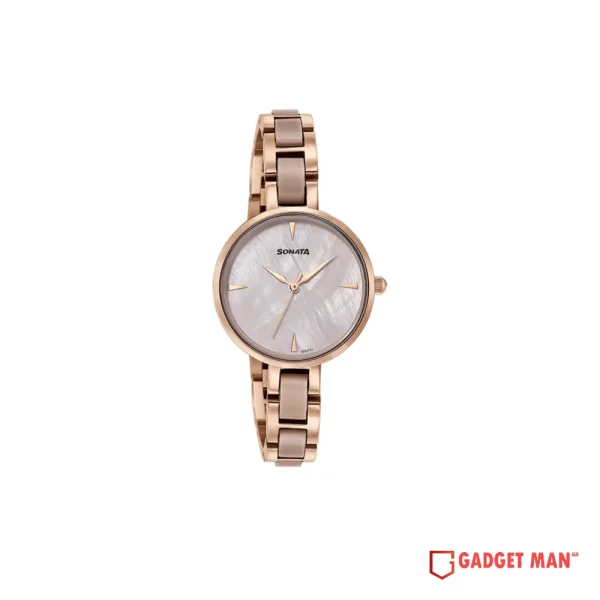 Sonata Quartz 87064KD02 Analog Stainless Steel Strap Women’s Watch