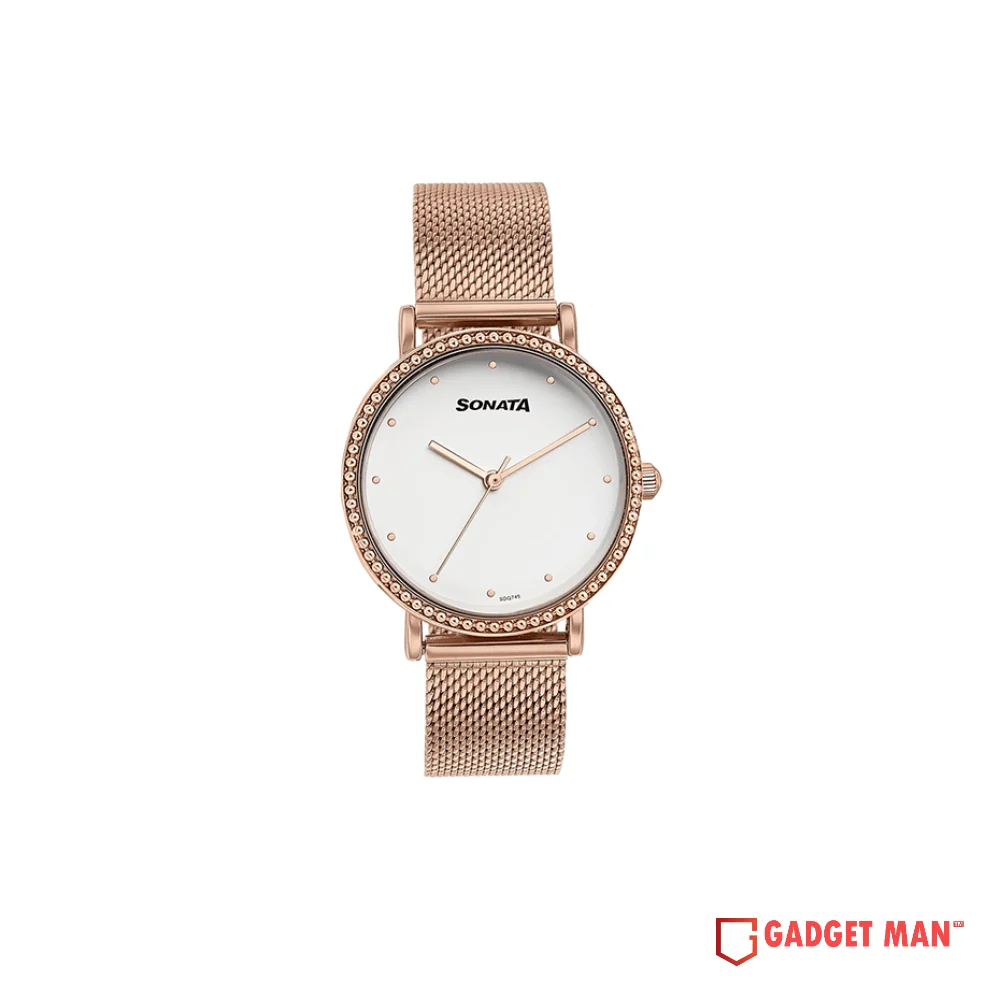 Sonata Quartz 87066WM01 Analog Stainless Steel Women's Watch