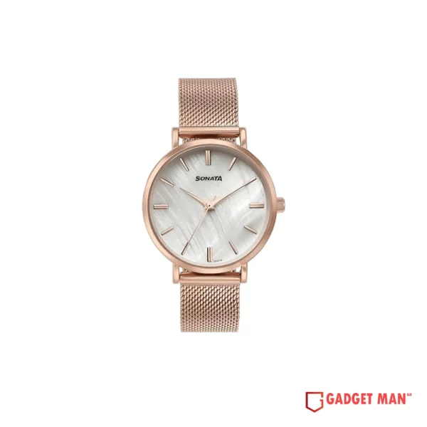 Sonata Quartz 87067WM01 Analog Stainless Steel Strap Women's Watch