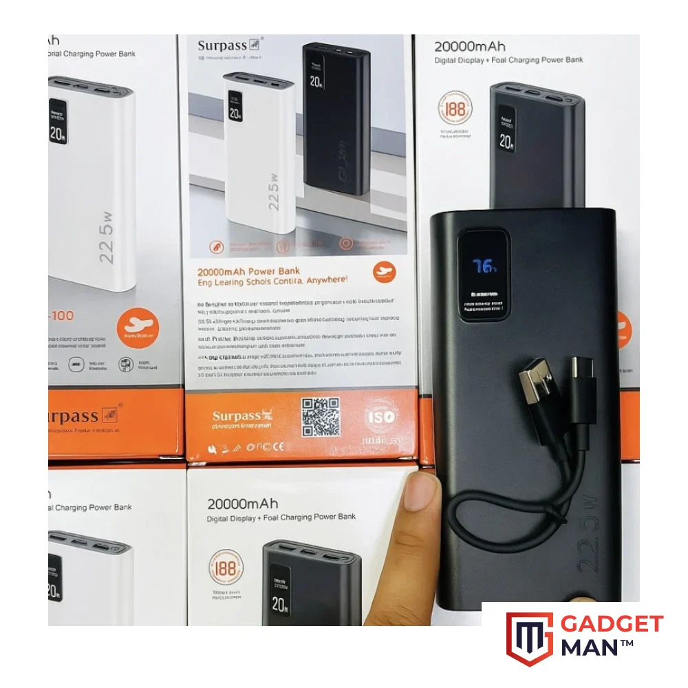 Surpass 20000mAh Power Bank 22.5W Max Output 3x faster Charging