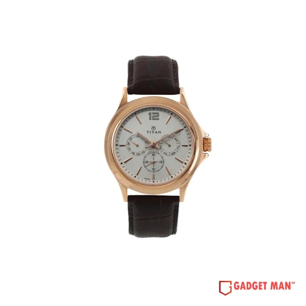 Titan 1698WL01 Quartz Analog Multifunction Leather Strap Men's Watch