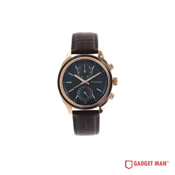 Titan 1733KL03 Workwear Quartz Analog Day Date Leather Strap Men's Watch
