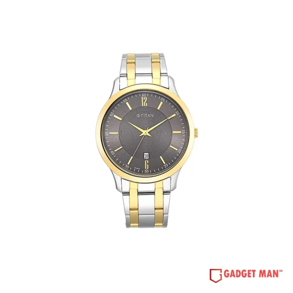 Titan Quartz 1825BM01 Analog Date Stainless Steel Strap Men’s Watch