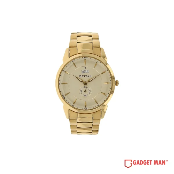 Titan Regalia Quartz 1521YM02 Analog Date Stainless Steel Strap Men's Watch