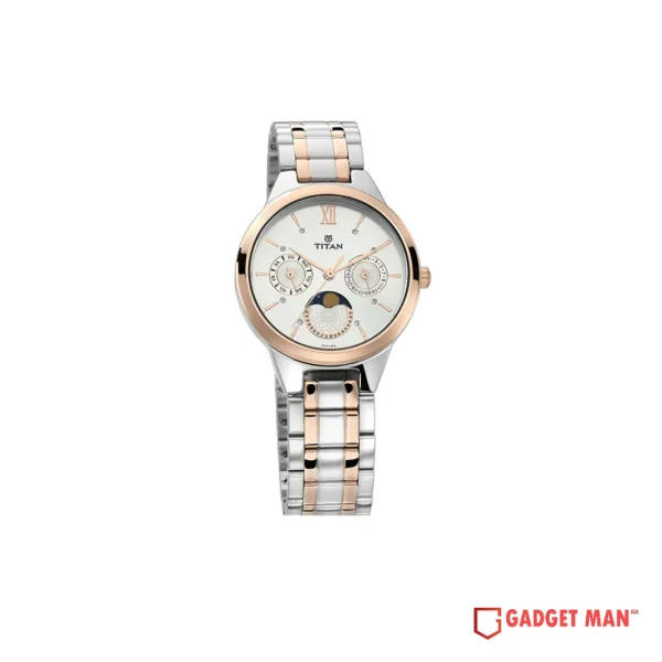 Titan Workwear 2590KM01 Moonphase Quartz Analog Stainless Steel Strap Women’s Watch