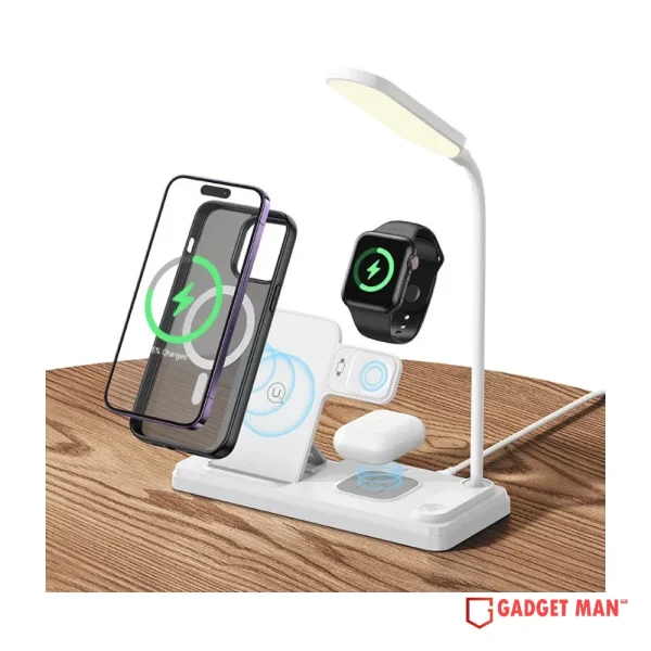 USAMS US-CD195 15W 4 IN 1 Wireless Charging Holder With Table Lamp