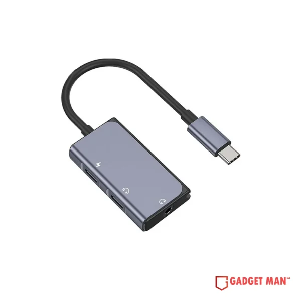 WiWU LT02 Pro 3 in 1 Type-C to Dual Type-C + 3.5mm Audio Adapter