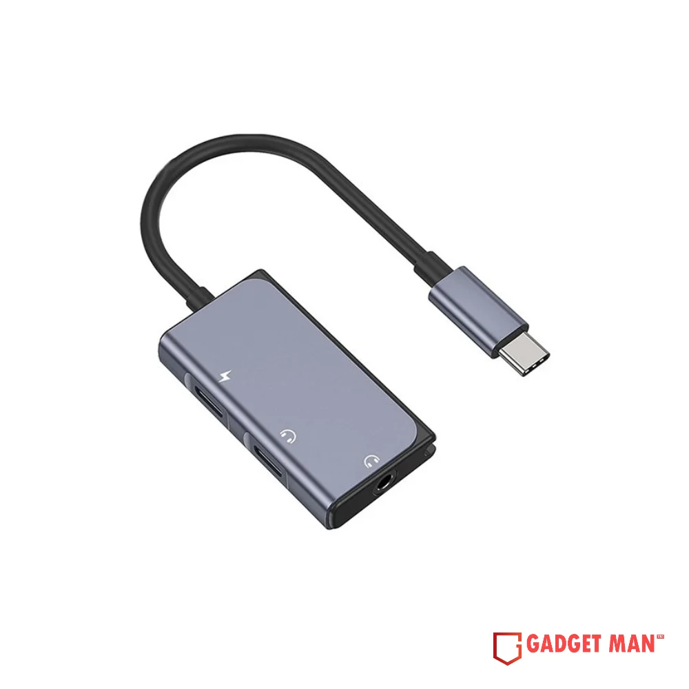 WiWU LT02 Pro 3 in 1 Type-C to Dual Type-C + 3.5mm Audio Adapter