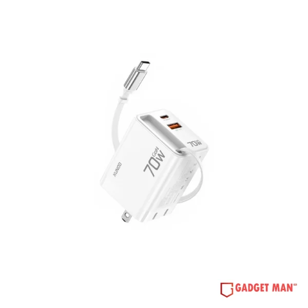 XUNDD XDCH-109 GaN Charger with Retractable Cable - 70W